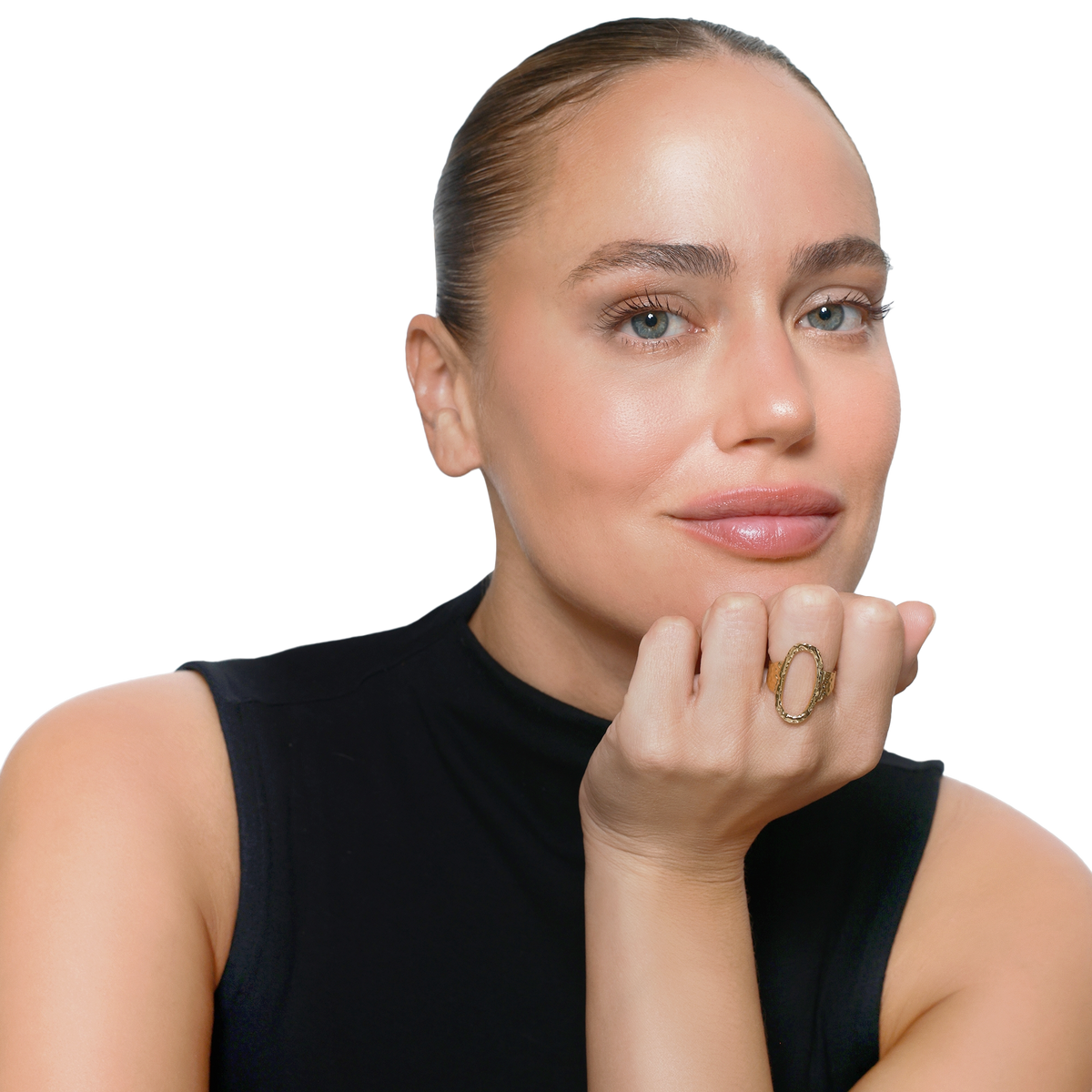 Ring Damen Gold Selene in Gold – getragen an der Hand