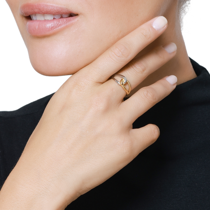 Ring Damen Bicolor Wren in Bicolor – Detailaufnahme des Silber-Gold-Designs