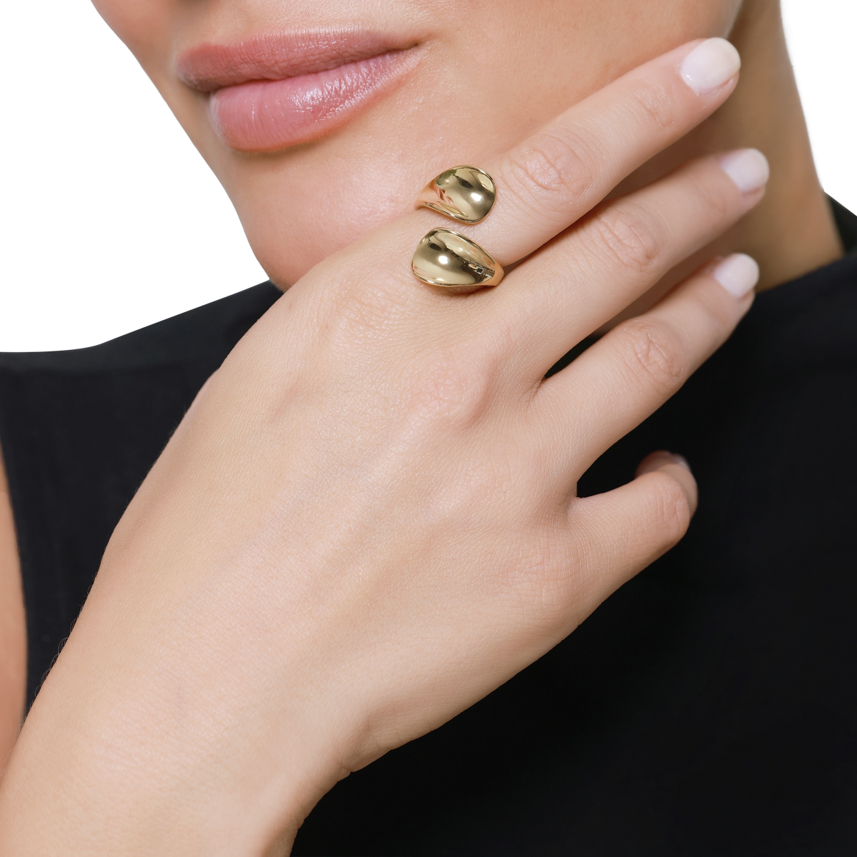 Ring Damen Edelstahl Nelea Gold Detailansicht der offenen Enden