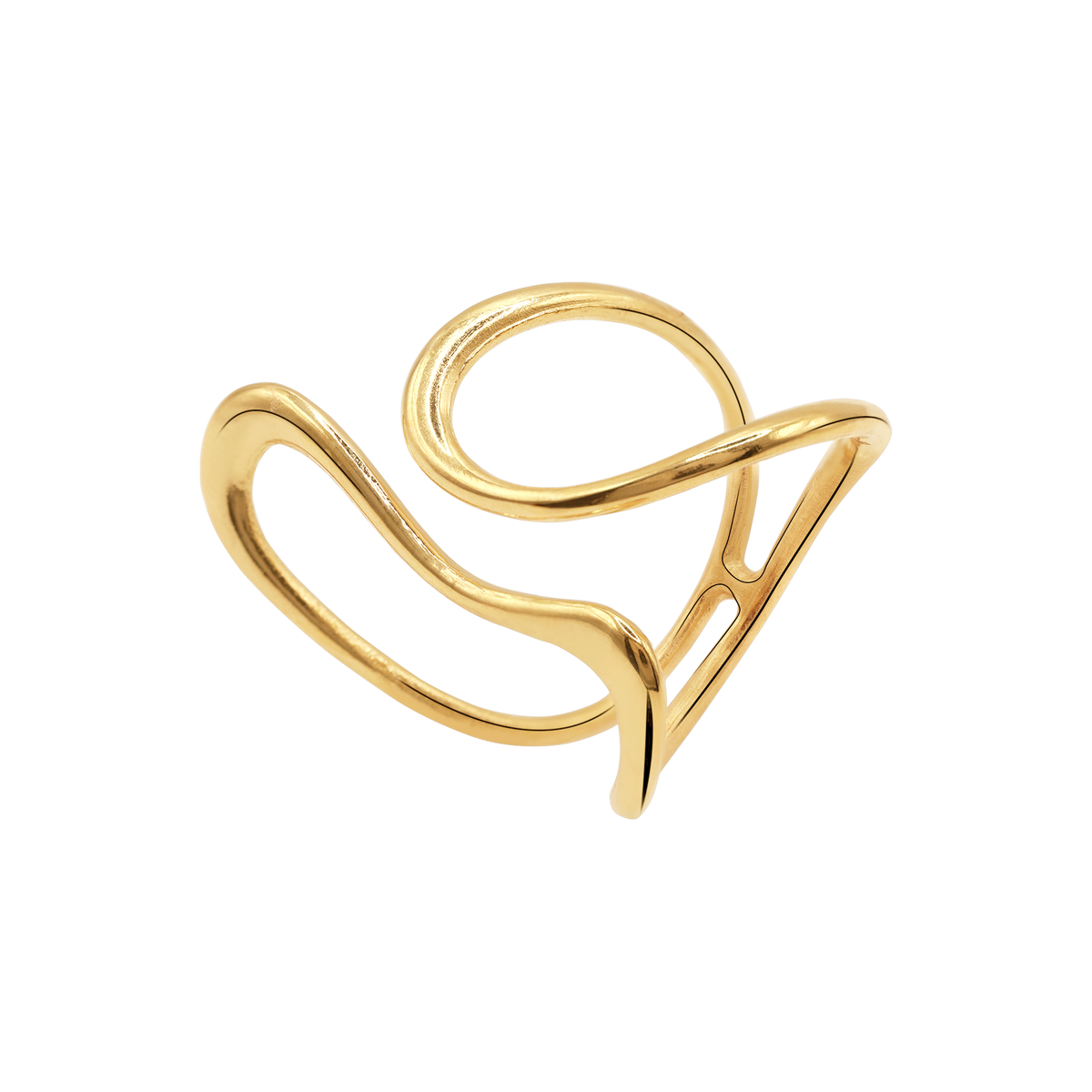 Ring Damen Edelstahl Enola Gold Detail der offenen Ringschiene