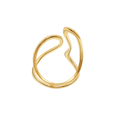 Ring Damen Edelstahl Enola Gold gestylt zum Outfit