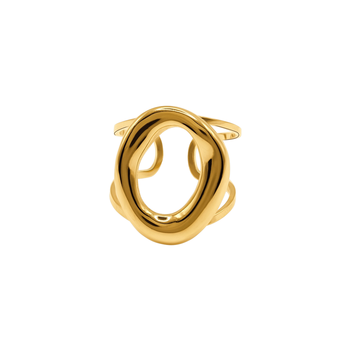 Ring Damen Edelstahl Eleonora in Gold - breites glattes Band