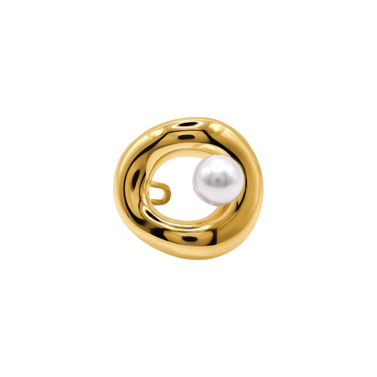 Ring Damen Edelstahl Aveline in Gold mit weißer Perle - Produktbild