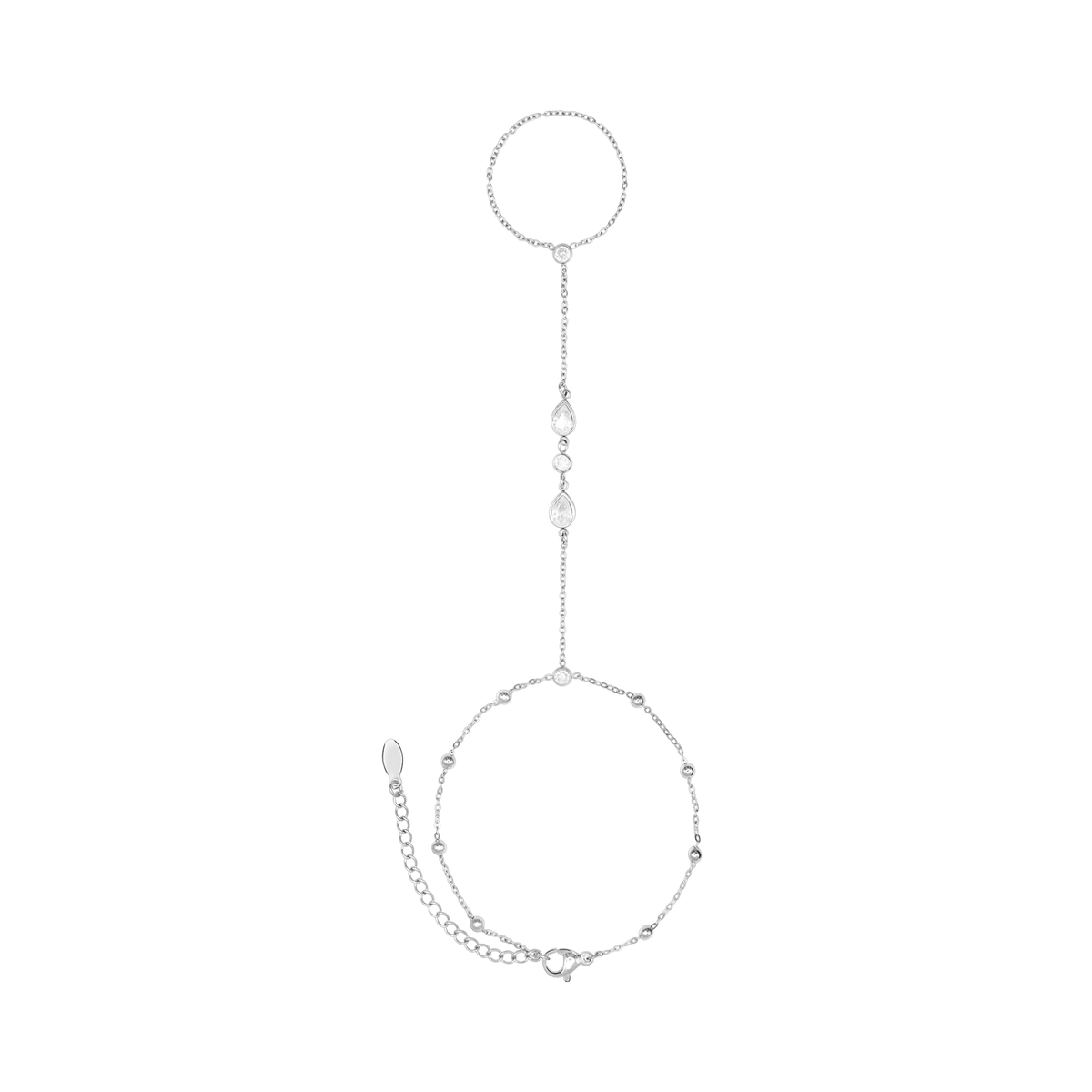 Handkette Damen Edelstahl Maite Silber Karabinerverschluss im Detail