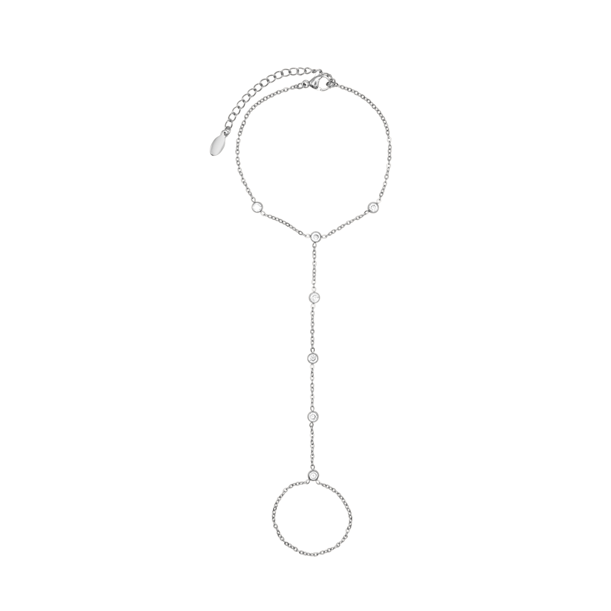 Handkette Damen Edelstahl Poppy in Silber mit symmetrischen Zirkonia