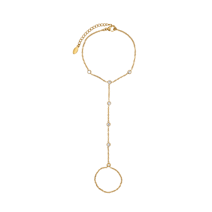 Handkette Damen Edelstahl Poppy in Gold mit symmetrischen Zirkonia