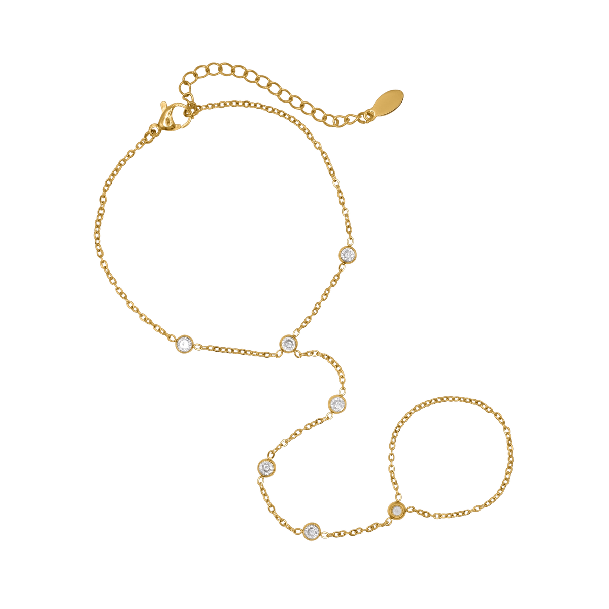 Handkette Damen Edelstahl Poppy Gold Karabinerverschluss im Detail
