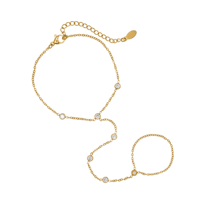 Handkette Damen Edelstahl Poppy Gold Karabinerverschluss im Detail