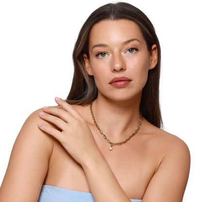 Charm Damen Edelstahl Helmi in Gold am Model getragen