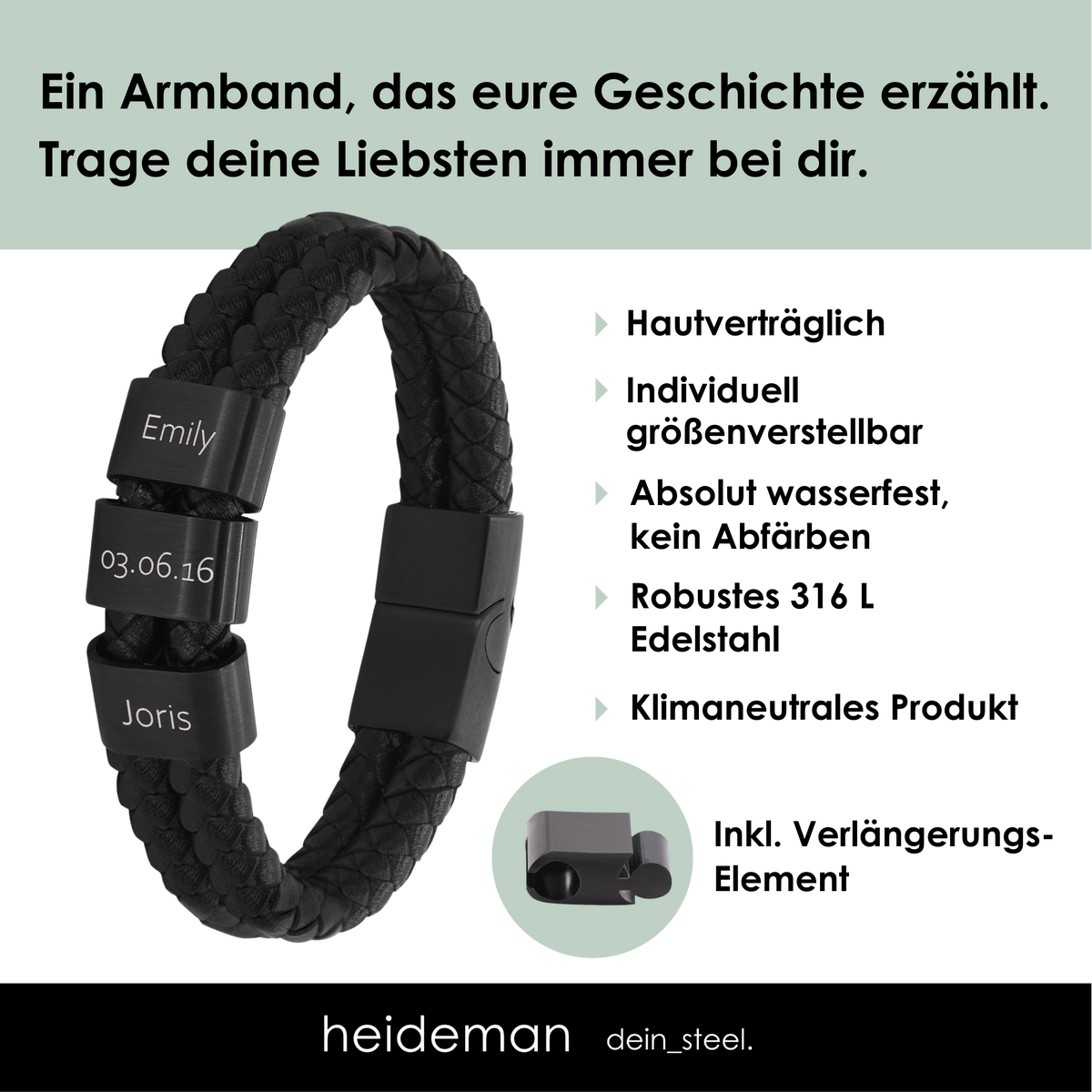 Lederarmband Elian - 3 Elemente