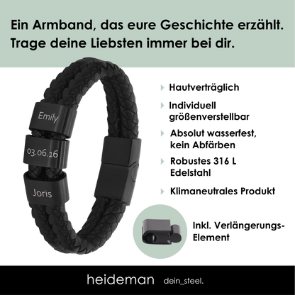 Lederarmband Elian - 3 Elemente