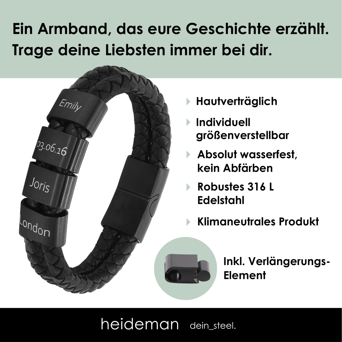 Lederarmband Elian - 4 Elemente