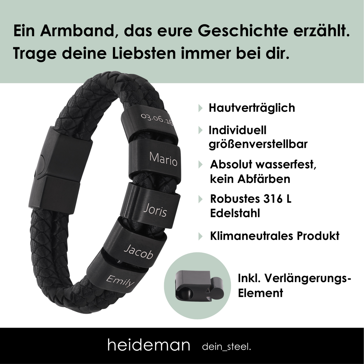 Lederarmband Elian - 5 Elemente