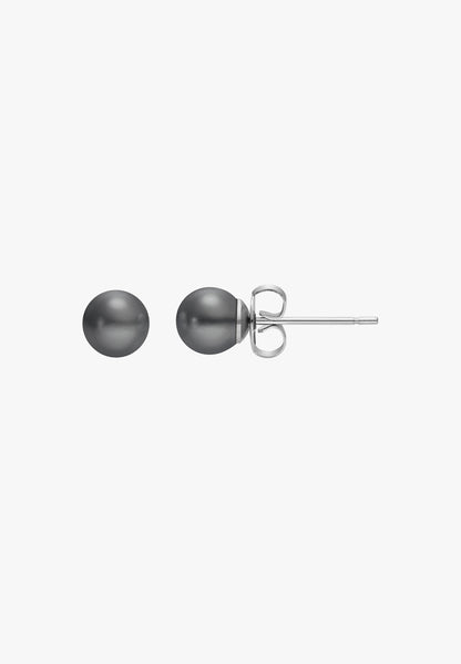 Ohrringe Ohrstecker mit Perle grau 6mm