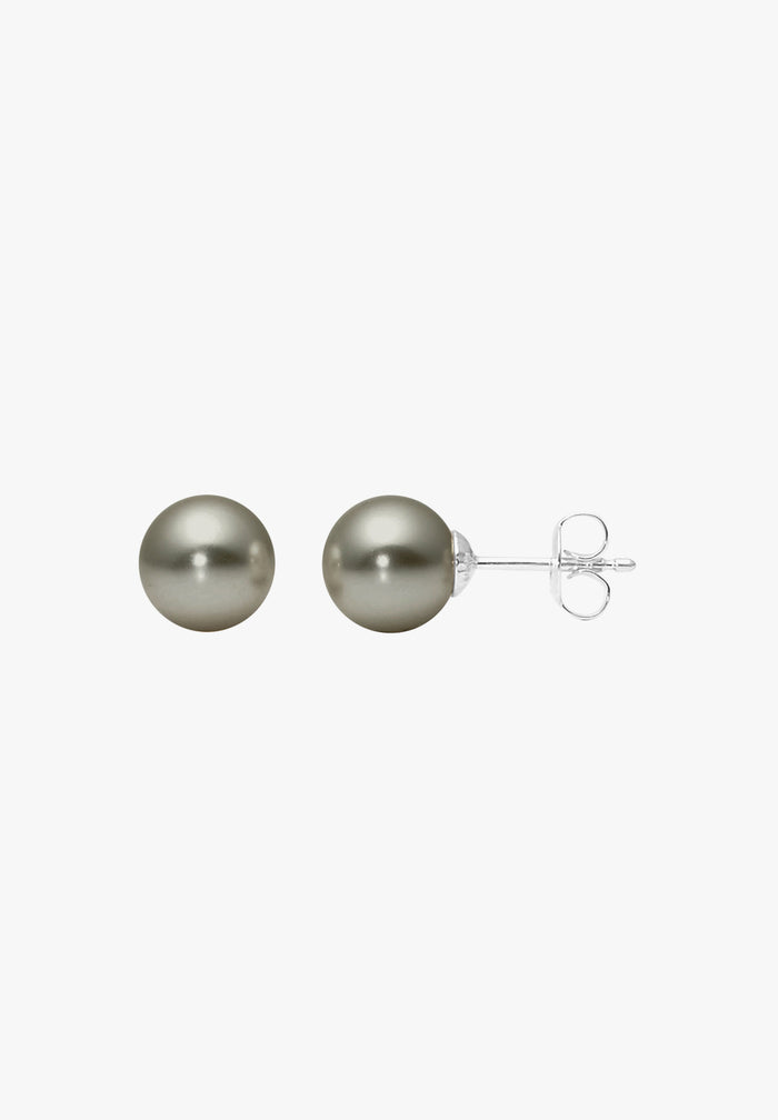 Ohrringe Ohrstecker mit Perle grau 8mm